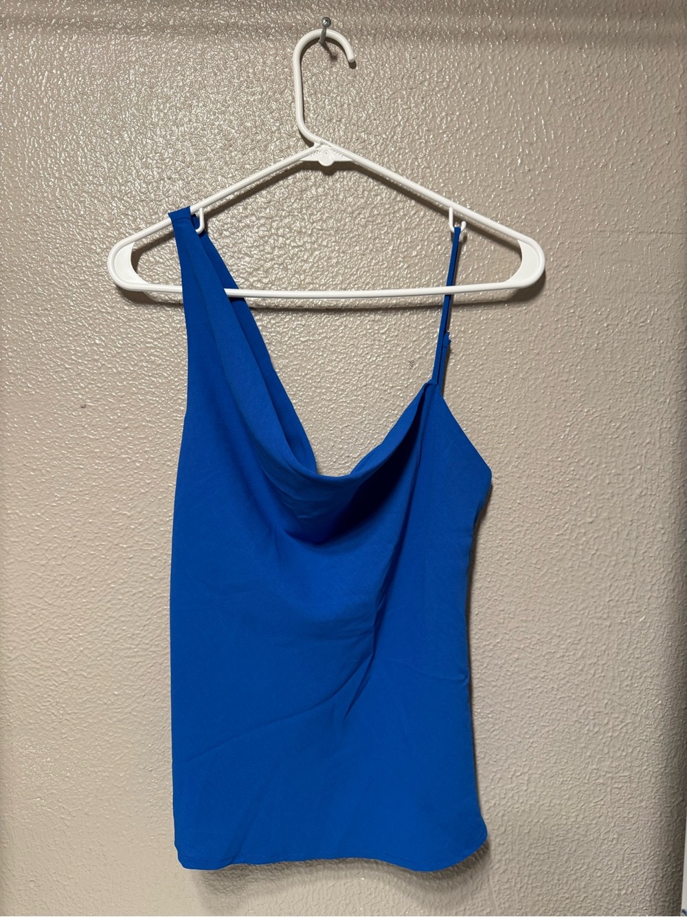 Impressions Royal Blue Asymmetric Cowl Neck Tank Top
